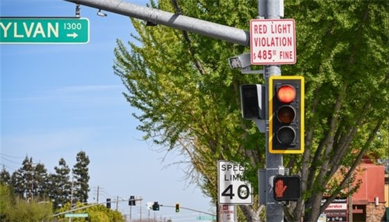 Red Light Cameras at the intersection of Coffee and Sylvan in Modesto.