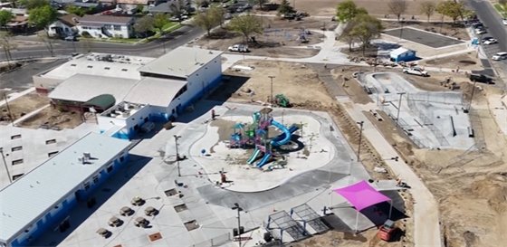 Aerial view of Cesar E. Chavez Park in Modesto.