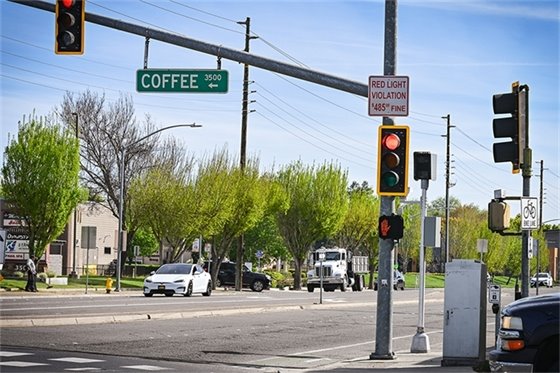 Red Light Cameras at the intersection of Coffee and Sylvan in Modesto.